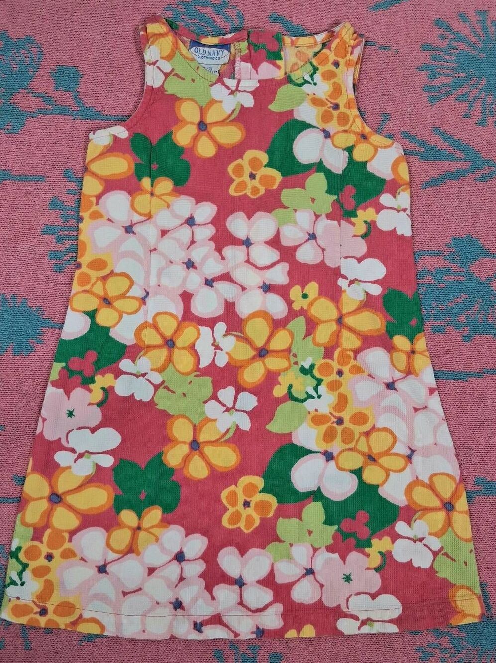 90's vintage talbots kids girls size 5 yellow floral shift dress casual cotton